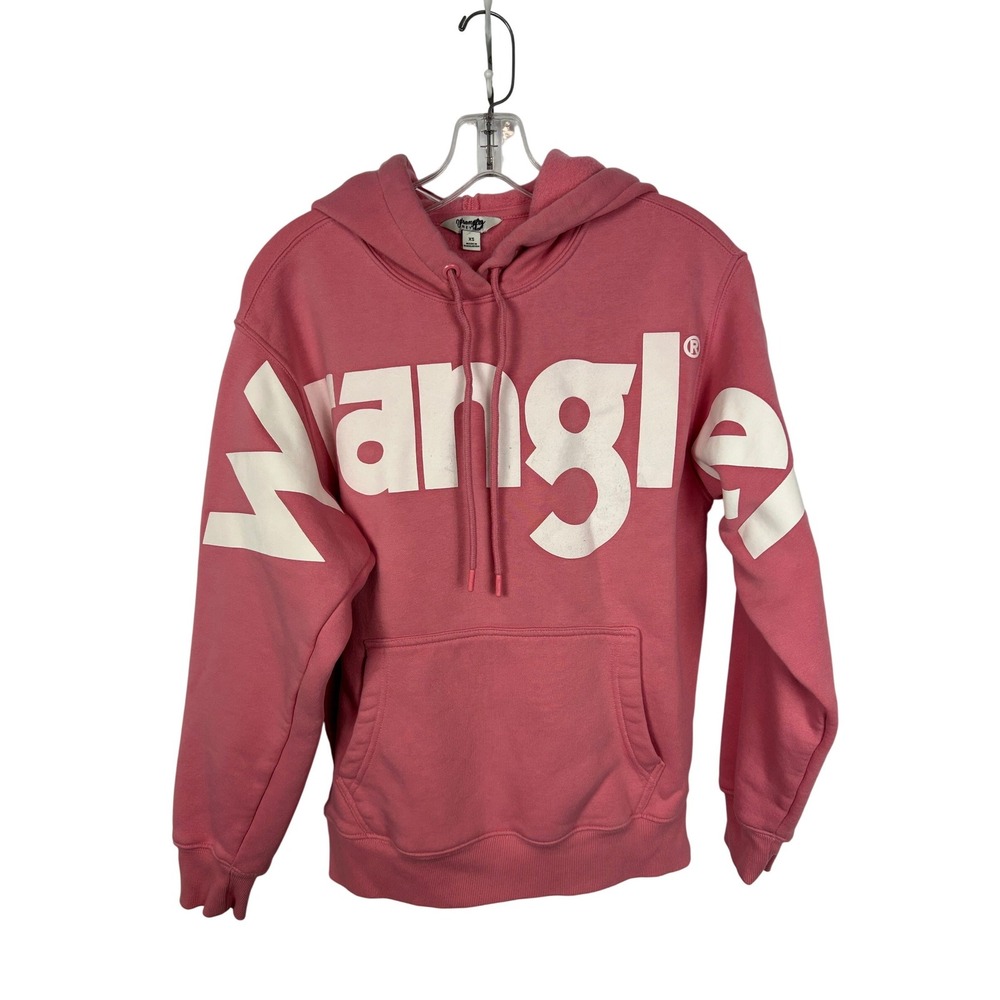 Wrangler Retro Pink Graphic Logo Hoodie Western Streetwear‎ XS